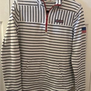 Vineyard Vines White and Blue Quarter Zip Up Small Women’s EUC